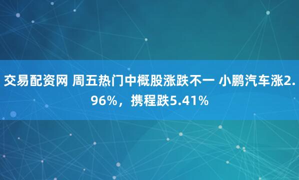 交易配资网 周五热门中概股涨跌不一 小鹏汽车涨2.96%，携程跌5.41%